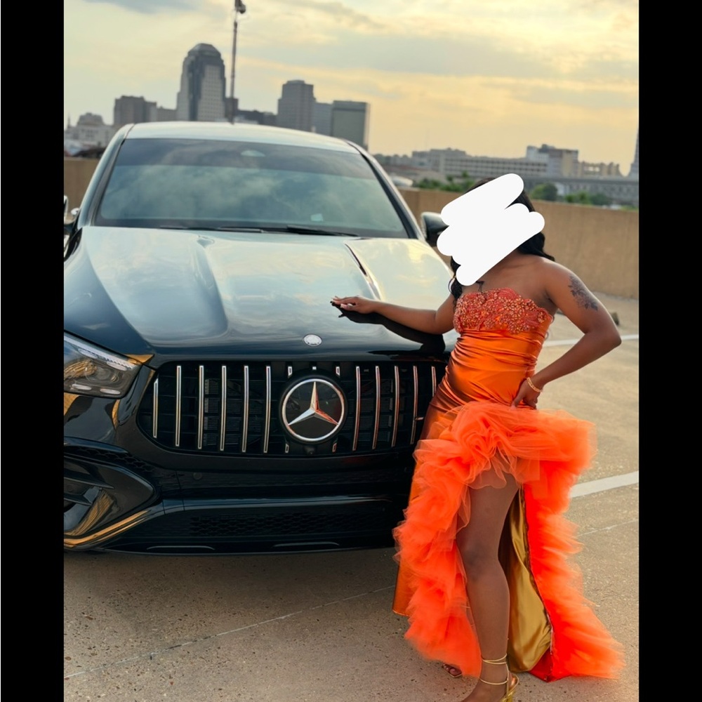 Elegant Strapless Orange Prom Dress